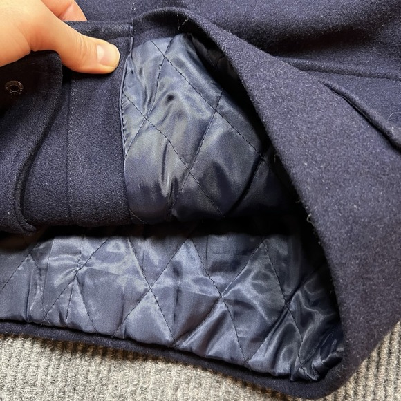 BGSD Men's Duffle Wool Blend Toggle Hooded Quilted Medium Blue Dock Nautical EUC - Picture 13 of 14